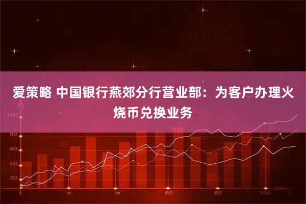 爱策略 中国银行燕郊分行营业部：为客户办理火烧币兑换业务