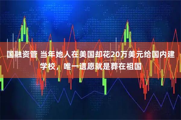 国融资管 当年她人在美国却花20万美元给国内建学校，唯一遗愿就是葬在祖国